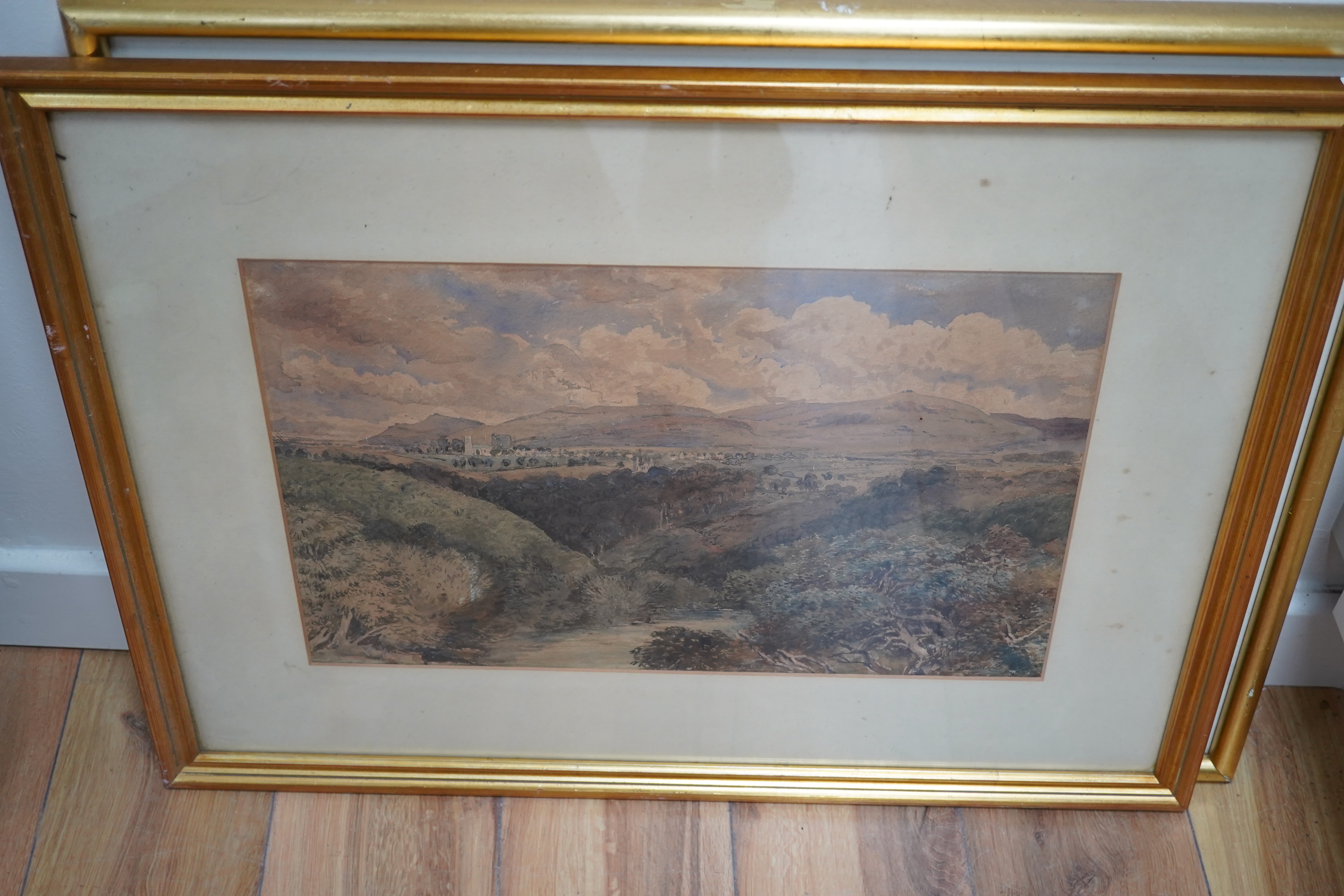 David Cox Jr. (1809-1885), watercolour, River landscape, signed and dated 1877, 30 x 48cm. Condition - poor to fair